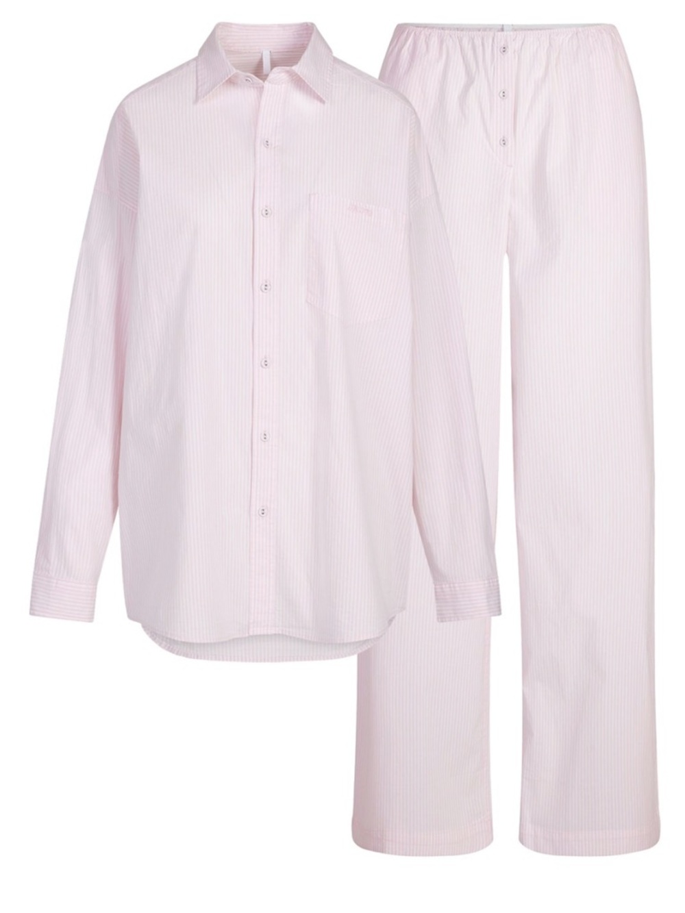 SKIMS Cotton Poplin Oversized Sleep Set in Cherry Blossom Stripe 🆕